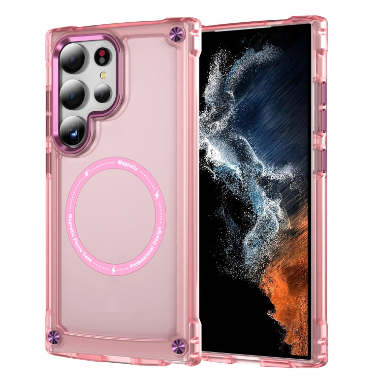 For Samsung Galaxy S25 Ultra 5G Skin Feel TPU + PC MagSafe Magnetic Phone Case(Transparent Pink) - Galaxy S25 Ultra 5G Cases by buy2fix | Online Shopping UK | buy2fix