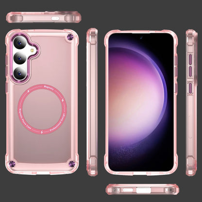 For Samsung Galaxy S25+ 5G Skin Feel TPU + PC MagSafe Magnetic Phone Case(Transparent Pink) - Galaxy S25+ 5G Cases by buy2fix | Online Shopping UK | buy2fix