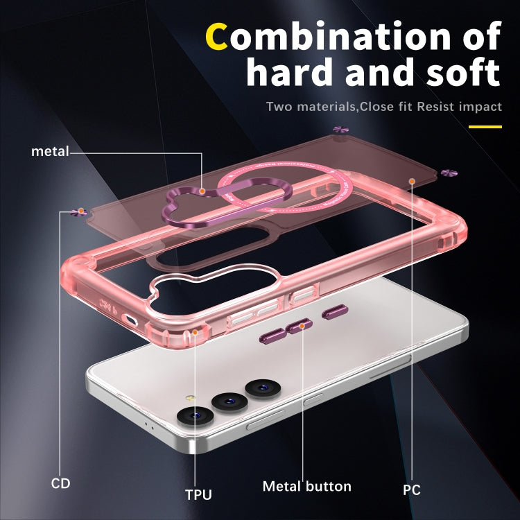 For Samsung Galaxy S25+ 5G Skin Feel TPU + PC MagSafe Magnetic Phone Case(Transparent Pink) - Galaxy S25+ 5G Cases by buy2fix | Online Shopping UK | buy2fix