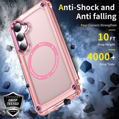 For Samsung Galaxy S25+ 5G Skin Feel TPU + PC MagSafe Magnetic Phone Case(Transparent Pink) - Galaxy S25+ 5G Cases by buy2fix | Online Shopping UK | buy2fix