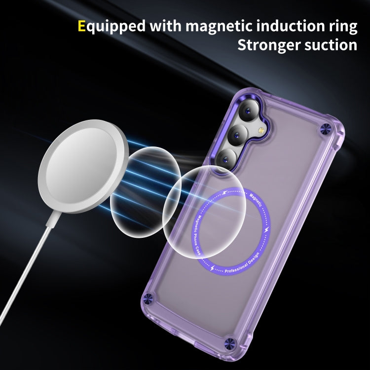 For Samsung Galaxy S25+ 5G Skin Feel TPU + PC MagSafe Magnetic Phone Case(Transparent Purple) - Galaxy S25+ 5G Cases by buy2fix | Online Shopping UK | buy2fix