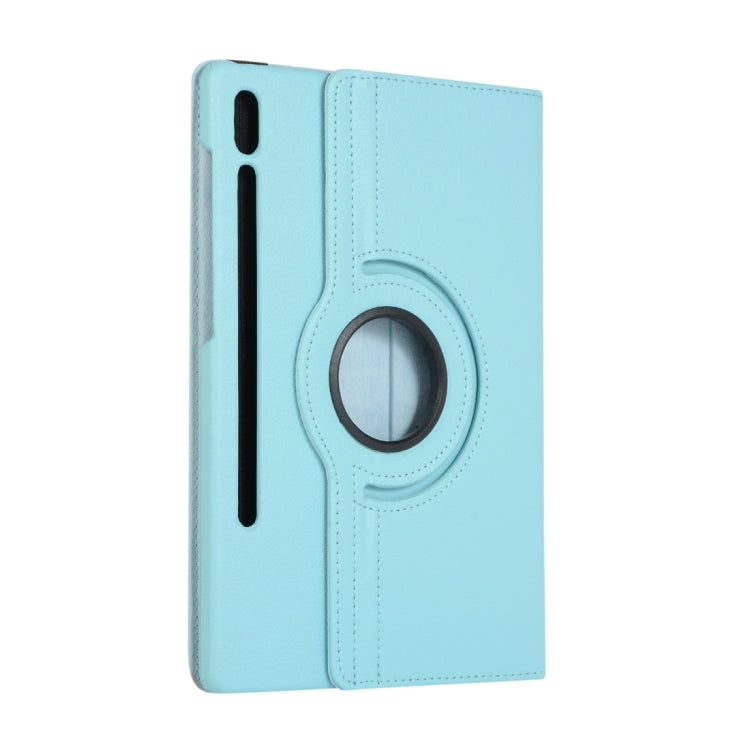 For Samsung Galaxy Tab S9 Ultra 360 Degrees Rotation Holder Litchi Texture Leather Tablet Case(Sky Blue) - Galaxy Tab S9 Ultra Cases by buy2fix | Online Shopping UK | buy2fix