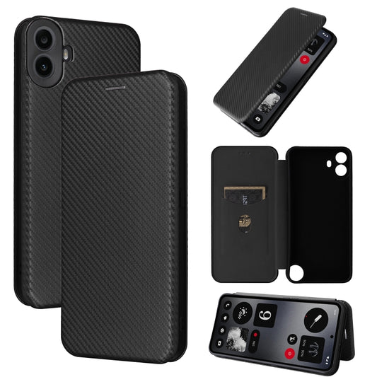 For Nothing CMF Phone 1 Carbon Fiber Texture Flip Leather Phone Case(Black) - More Brand by buy2fix | Online Shopping UK | buy2fix