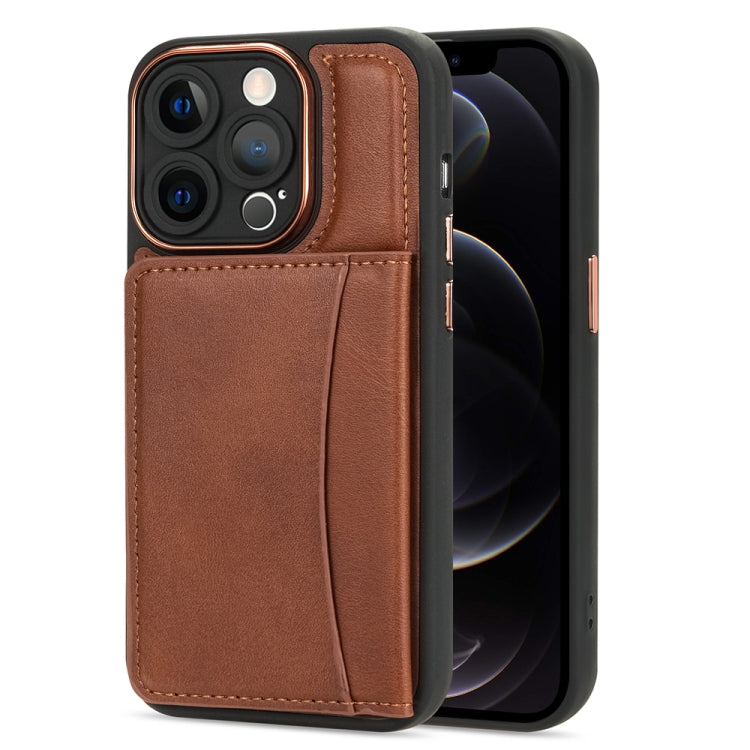 For iPhone 12 Pro Max Multifunctional Magsafe Magnetic Card Bag Phone Case(Brown) - iPhone 12 Pro Max Cases by buy2fix | Online Shopping UK | buy2fix