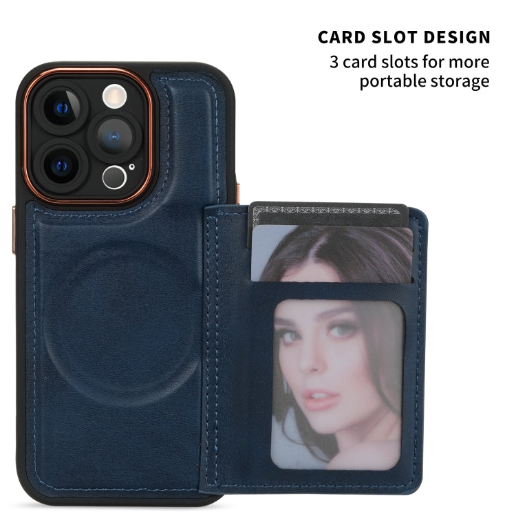 For iPhone 11 Multifunctional Magsafe Magnetic Card Bag Phone Case(Blue) - iPhone 11 Cases by buy2fix | Online Shopping UK | buy2fix