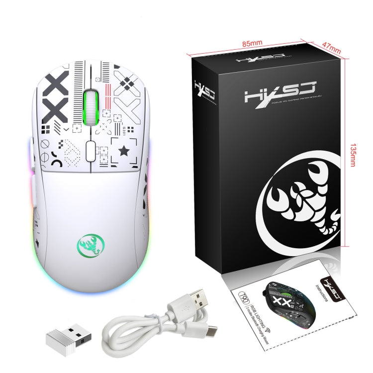 HXSJ T90 RGB Light Three-mode Wireless Gaming Mouse(White) - Wireless Mice by HXSJ | Online Shopping UK | buy2fix