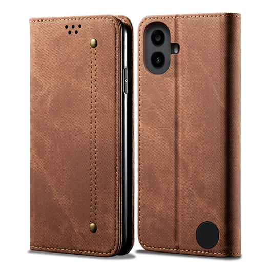 For Nothing CMF Phone 1 Denim Texture Casual Style Flip Leather Case(Brown) - More Brand by buy2fix | Online Shopping UK | buy2fix