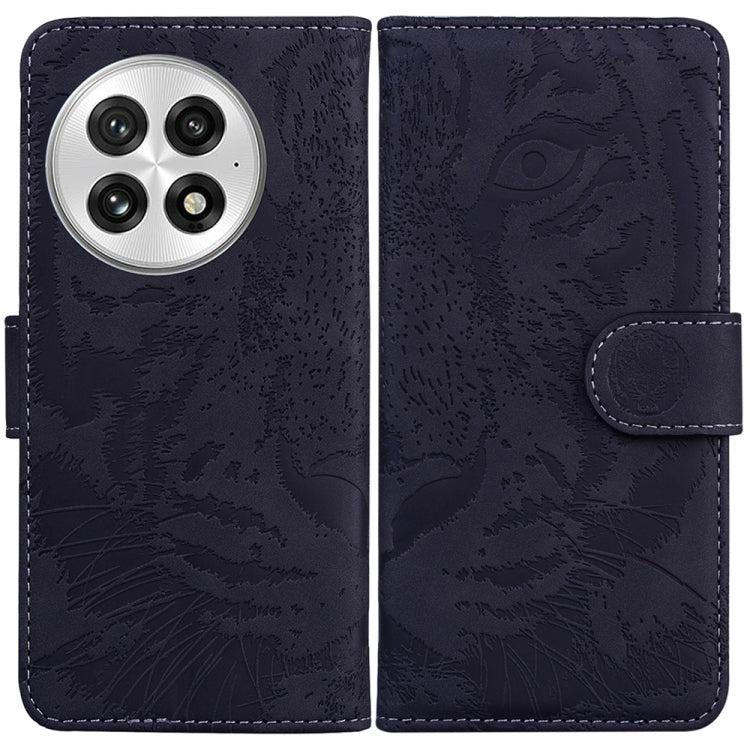 For OnePlus 13 Tiger Embossing Pattern Flip Leather Phone Case(Black) - OnePlus Cases by buy2fix | Online Shopping UK | buy2fix