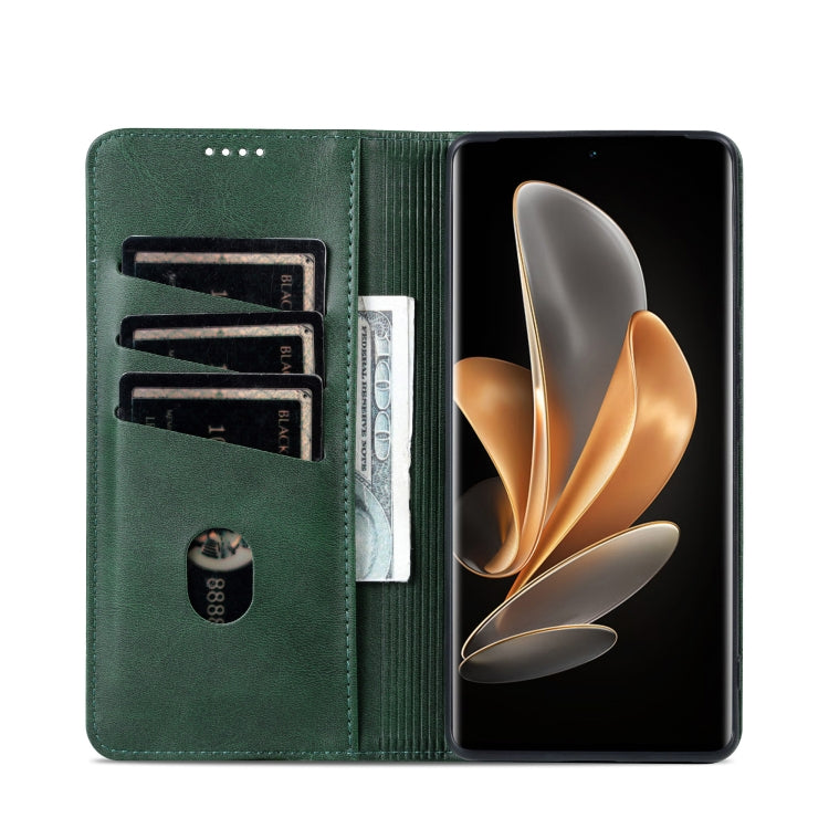 For OPPO Find X7 Ultra AZNS Magnetic Calf Texture Flip Leather Phone Case(Dark Green) - Find X7 Ultra Cases by AZNS | Online Shopping UK | buy2fix