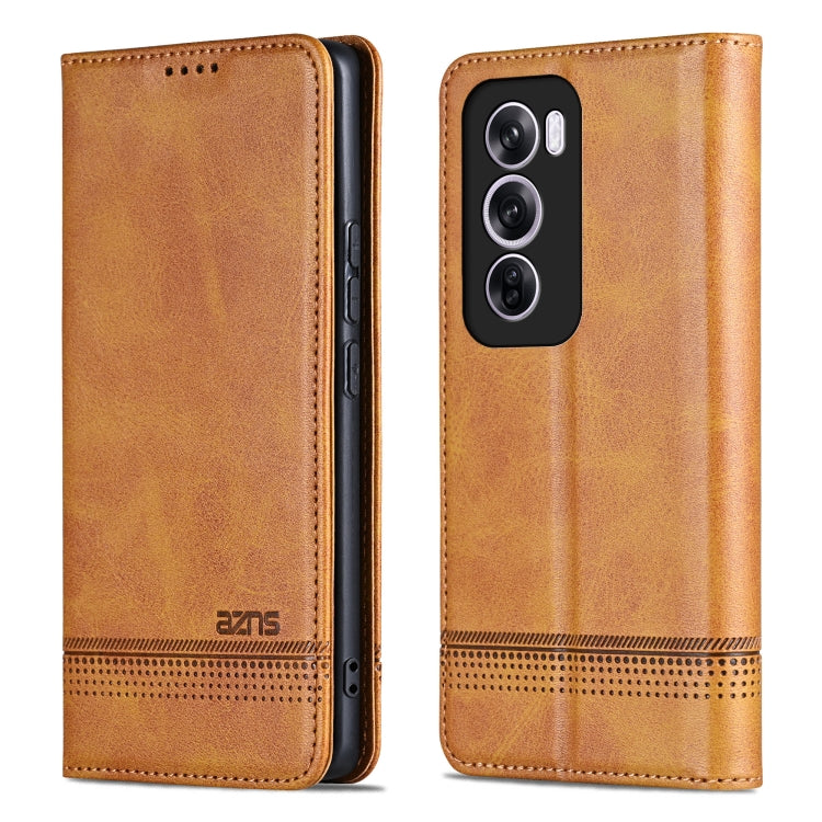 For OPPO Reno12 Pro Global AZNS Magnetic Calf Texture Flip Leather Phone Case(Light Brown) - Reno12 Pro Cases by AZNS | Online Shopping UK | buy2fix