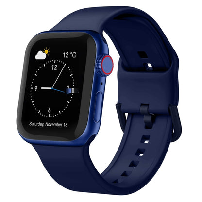 For Apple Watch Series 9 45mm Pin Buckle Silicone Watch Band(Midnight Blue) - Watch Bands by buy2fix | Online Shopping UK | buy2fix