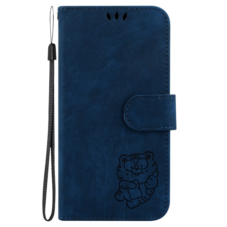 For iPhone 16 Little Tiger Embossed Leather Phone Case(Dark Blue) - iPhone 16 Cases by buy2fix | Online Shopping UK | buy2fix