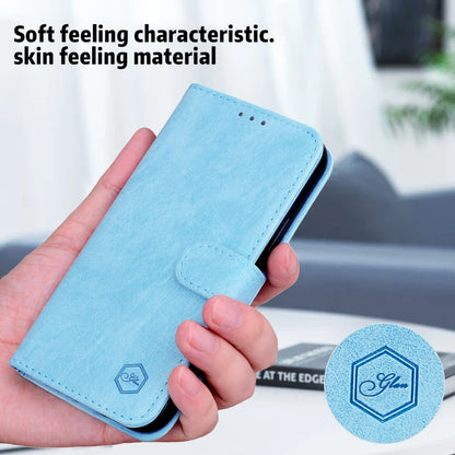 For iPhone 16 Plus Skin Feeling Oil Leather Texture PU + TPU Phone Case(Light Blue) - iPhone 16 Plus Cases by buy2fix | Online Shopping UK | buy2fix