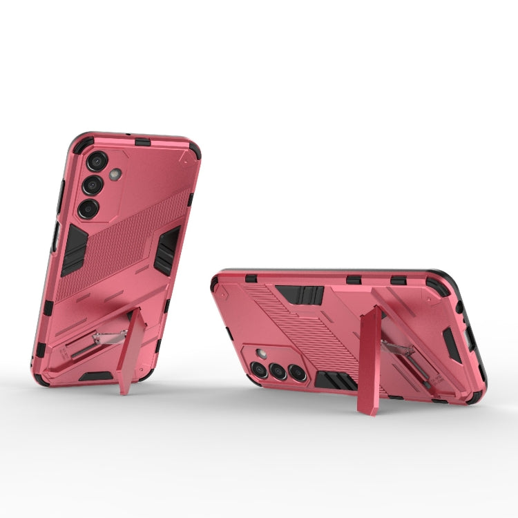 For Samsung Galaxy M15 5G Global Punk Armor 2 in 1 PC + TPU Shockproof Phone Case with Invisible Holder(Light Red) - Galaxy Phone Cases by buy2fix | Online Shopping UK | buy2fix