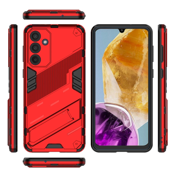 For Samsung Galaxy M55 5G Punk Armor 2 in 1 PC + TPU Shockproof Phone Case with Invisible Holder(Red) - Galaxy Phone Cases by buy2fix | Online Shopping UK | buy2fix