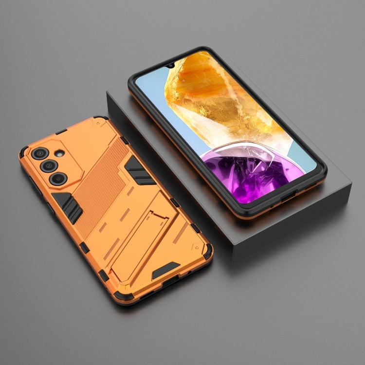 For Samsung Galaxy M55 5G Punk Armor 2 in 1 PC + TPU Shockproof Phone Case with Invisible Holder(Orange) - Galaxy Phone Cases by buy2fix | Online Shopping UK | buy2fix