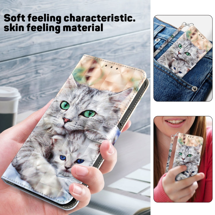 For iPhone 16 Pro Max 3D Painted Leather Phone Case(Two Loving Cats) - iPhone 16 Pro Max Cases by buy2fix | Online Shopping UK | buy2fix