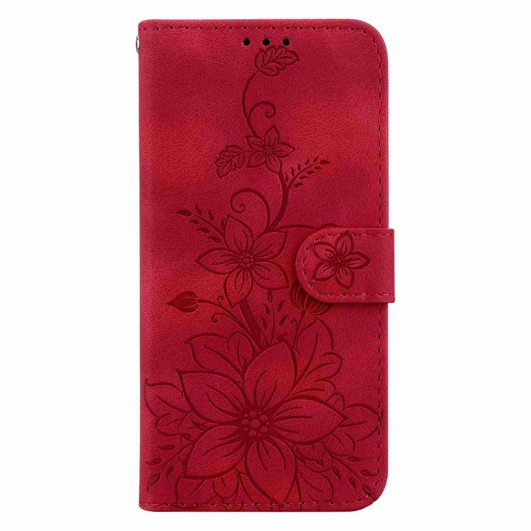 For Samsung Galaxy S23+ 5G Lily Embossed Leather Phone Case(Red) - Galaxy S23+ 5G Cases by buy2fix | Online Shopping UK | buy2fix