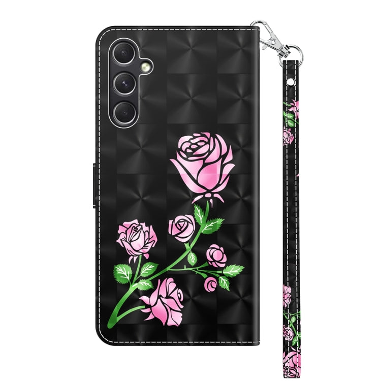 For Samsung Galaxy A55 5G 3D Painted Leather Phone Case(Rose) - Galaxy Phone Cases by buy2fix | Online Shopping UK | buy2fix