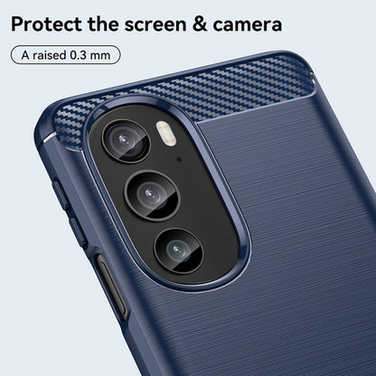 For Motorola Edge+ 2022 Brushed Texture Carbon Fiber TPU Phone Case(Blue) - Motorola Cases by buy2fix | Online Shopping UK | buy2fix