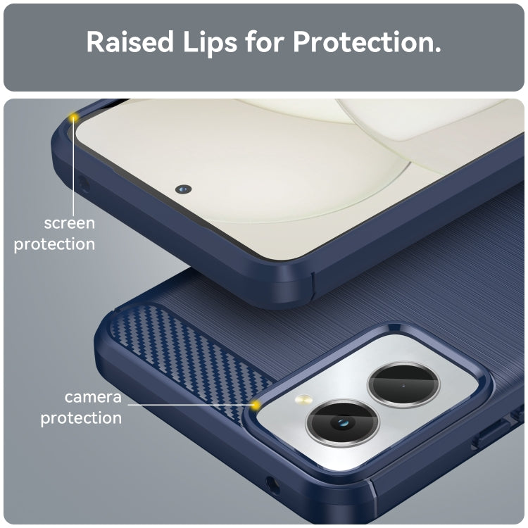 For Motorola Moto G Power 2024 Brushed Texture Carbon Fiber TPU Phone Case(Blue) - Motorola Cases by buy2fix | Online Shopping UK | buy2fix