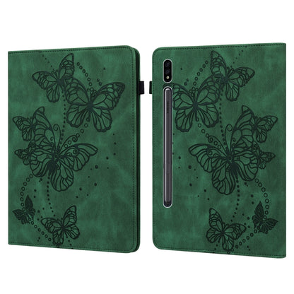 For Samsung Galaxy Tab S9 Embossed Butterfly Pattern Leather Tablet Case(Green) - Galaxy Tab S9 Cases by buy2fix | Online Shopping UK | buy2fix