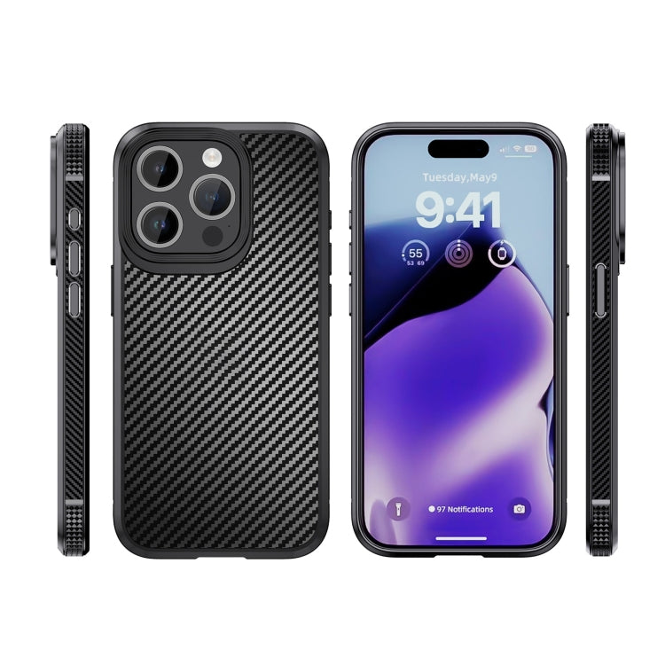 For iPhone 15 Pro Max iPAKY MG Series Carbon Fiber PC + TPU Protective Phone Case(Black) - iPhone 15 Pro Max Cases by iPAKY | Online Shopping UK | buy2fix