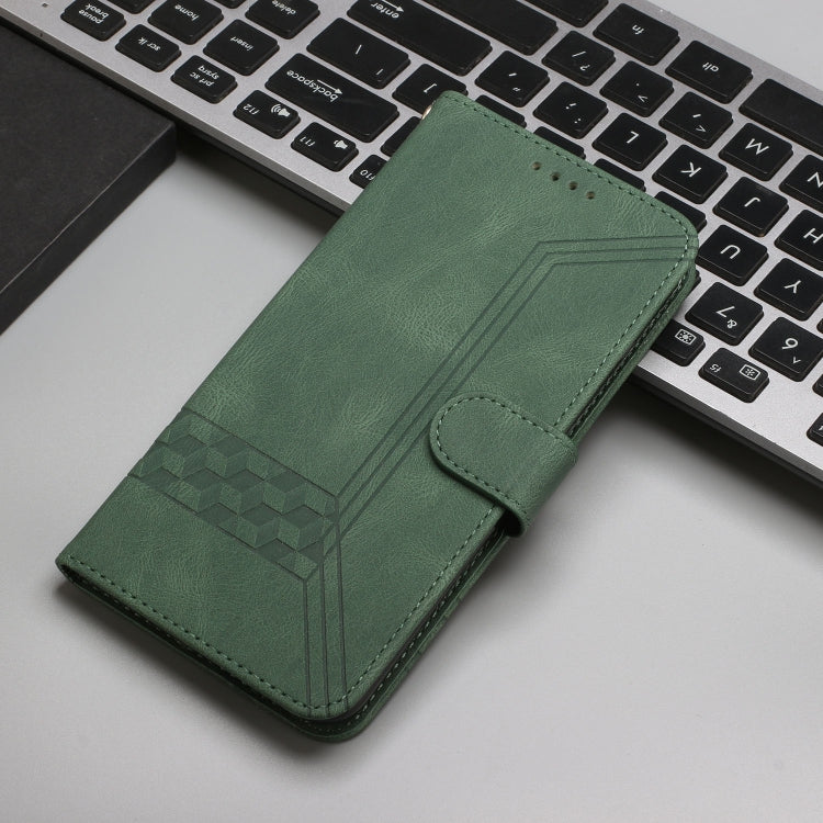 For Motorola Moto G Stylus 5G 2024 Cubic Skin Feel Flip Leather Phone Case(Green) - Motorola Cases by buy2fix | Online Shopping UK | buy2fix