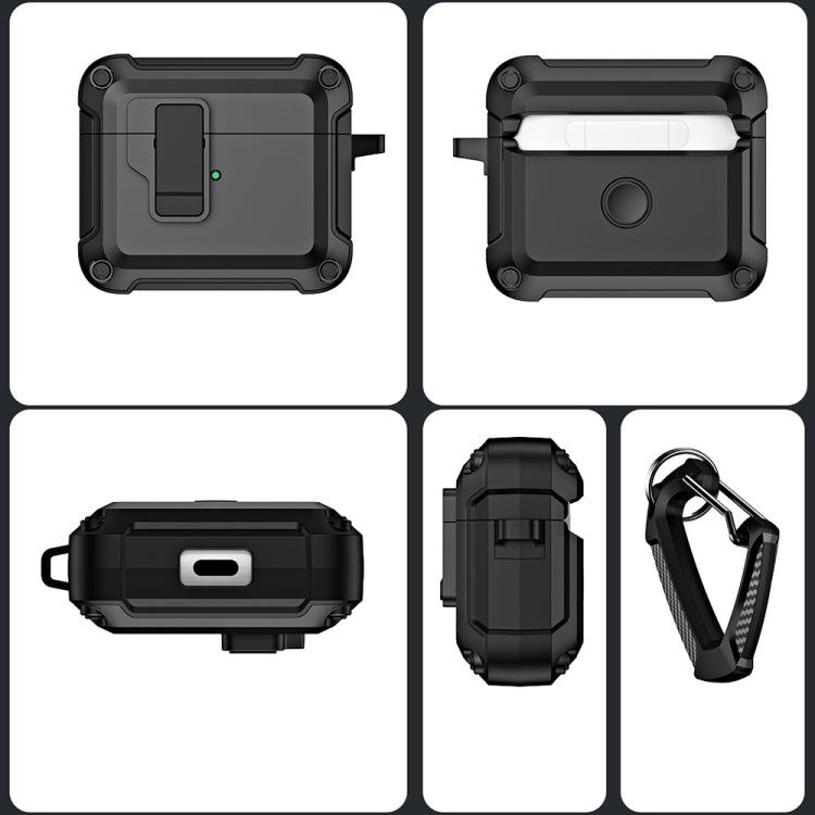 For AirPods 3 TPU + PC Wireless Bluetooth Earphone Protective Case with Switch Lock & Hook(Grey) - For AirPods 3 by buy2fix | Online Shopping UK | buy2fix