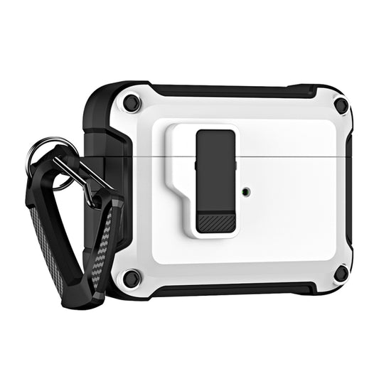 For AirPods Pro 2 TPU + PC Wireless Bluetooth Earphone Protective Case with Switch Lock & Hook(White) - For AirPods Pro 2 by buy2fix | Online Shopping UK | buy2fix