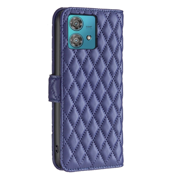 For Motorola Edge 40 Neo Diamond Lattice Wallet Flip Leather Phone Case(Blue) - Motorola Cases by buy2fix | Online Shopping UK | buy2fix