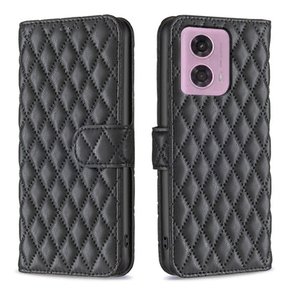 For Motorola Moto G24 Diamond Lattice Wallet Flip Leather Phone Case(Black) - Motorola Cases by buy2fix | Online Shopping UK | buy2fix