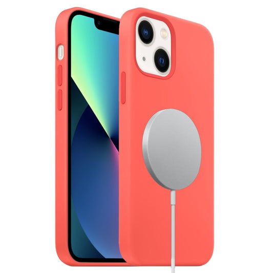 For iPhone 13 MagSafe Liquid Silicone Full Coverage Phone Case(Pink Orange) - iPhone 13 Cases by buy2fix | Online Shopping UK | buy2fix