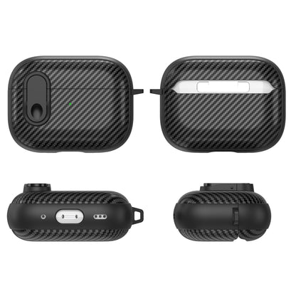 For AirPods 2 / 1 Carbon Fiber Texture Wireless Earphones Case with Security Lock(White) - For AirPods 1/2 by buy2fix | Online Shopping UK | buy2fix