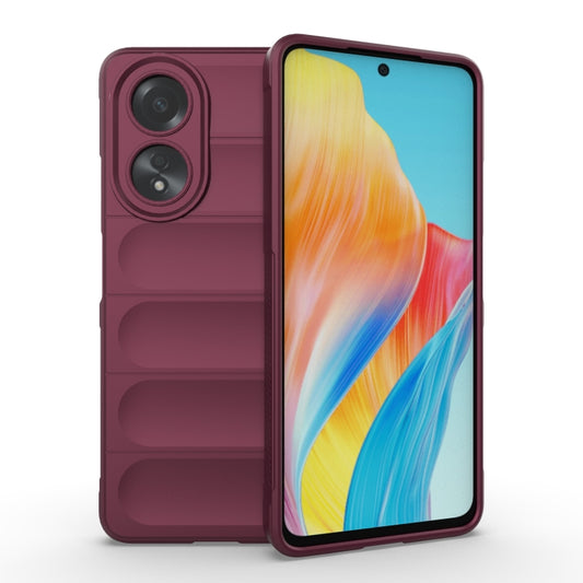 For OPPO A58 4G Global Magic Shield TPU + Flannel Phone Case(Wine Red) - OPPO Cases by buy2fix | Online Shopping UK | buy2fix