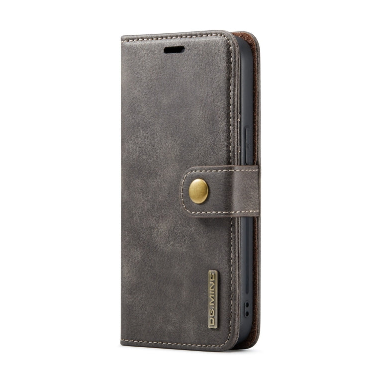 For iPhone 15 Plus DG.MING Crazy Horse Texture Detachable Magnetic Leather Phone Case(Grey) - iPhone 15 Plus Cases by DG.MING | Online Shopping UK | buy2fix