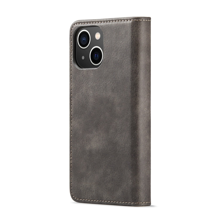 For iPhone 15 Plus DG.MING Crazy Horse Texture Detachable Magnetic Leather Phone Case(Grey) - iPhone 15 Plus Cases by DG.MING | Online Shopping UK | buy2fix