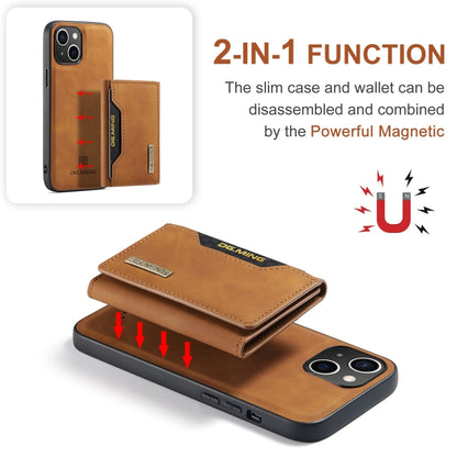 For iPhone 15 DG.MING M2 Series 3-Fold Card Bag Wallet Leather Phone Case(Brown) - iPhone 15 Cases by DG.MING | Online Shopping UK | buy2fix