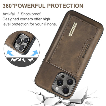 For iPhone 16 Pro DG.MING M2 Series 3-Fold Card Bag Wallet Leather Phone Case(Coffee) - iPhone 16 Pro Cases by DG.MING | Online Shopping UK | buy2fix