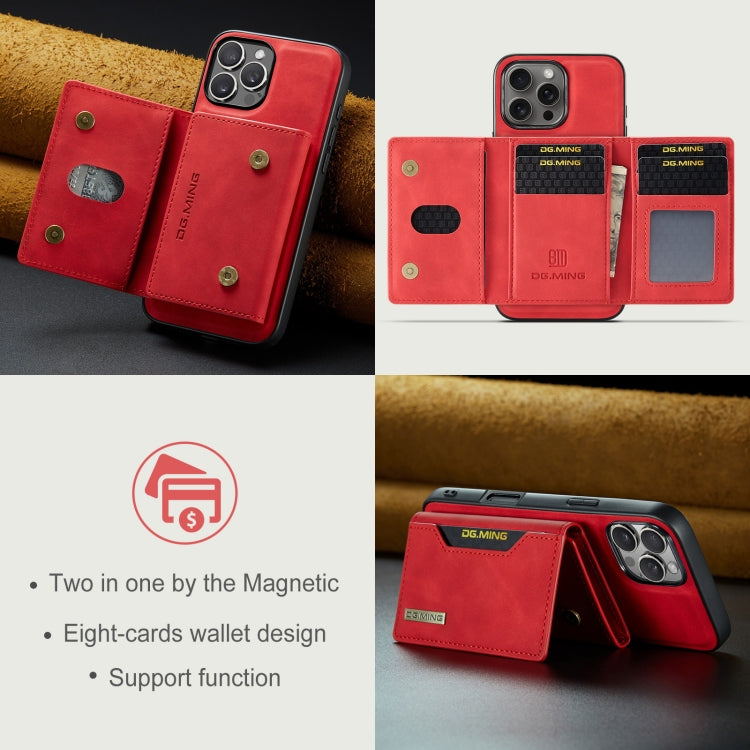 For iPhone 16 Pro DG.MING M2 Series 3-Fold Card Bag Wallet Leather Phone Case(Red) - iPhone 16 Pro Cases by DG.MING | Online Shopping UK | buy2fix