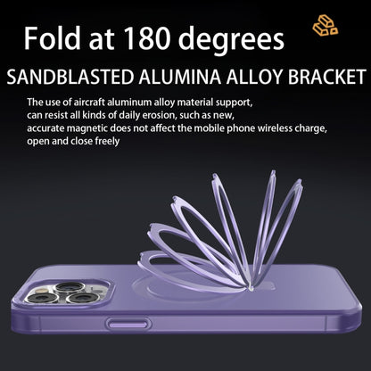 For iPhone 11 Pro Max MagSafe Metal Holder Frosted Translucent Phone Case(Black) - iPhone 11 Pro Max Cases by buy2fix | Online Shopping UK | buy2fix