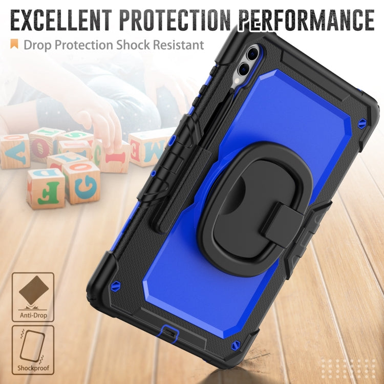 For Samsung Galaxy Tab S9+ D Type Silicone Hybrid PC Tablet Case with Handle Holder(Blue PC) - Galaxy Tab S9+ Cases by buy2fix | Online Shopping UK | buy2fix