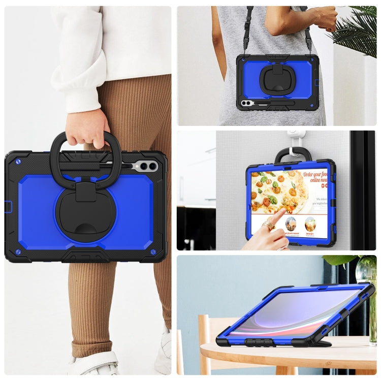 For Samsung Galaxy Tab S9+ D Type Silicone Hybrid PC Tablet Case with Handle Holder(Blue PC) - Galaxy Tab S9+ Cases by buy2fix | Online Shopping UK | buy2fix