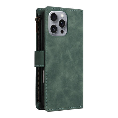 For iPhone 16 Pro Crossbody Multi-card Slot Wallet Zipper Leather Phone Case(Green) - iPhone 16 Pro Cases by buy2fix | Online Shopping UK | buy2fix