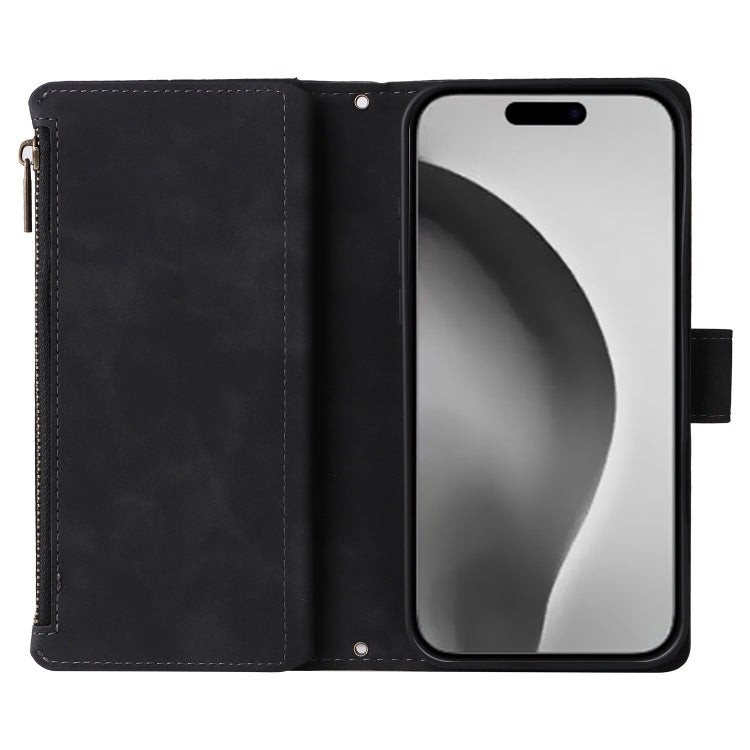 For iPhone 16 Pro Max Crossbody Multi-card Slot Wallet Zipper Leather Phone Case(Black) - iPhone 16 Pro Max Cases by buy2fix | Online Shopping UK | buy2fix