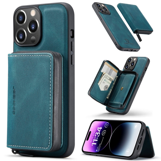 For iPhone 15 Pro Max JEEHOOD Magnetic Zipper Wallet Leather Phone Case(Blue) - iPhone 15 Pro Max Cases by JEEHOOD | Online Shopping UK | buy2fix