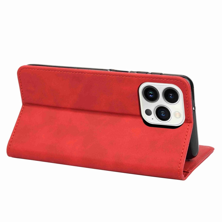 For iPhone 16 Pro Max Skin Feel Splicing Leather Phone Case(Red) - iPhone 16 Pro Max Cases by buy2fix | Online Shopping UK | buy2fix