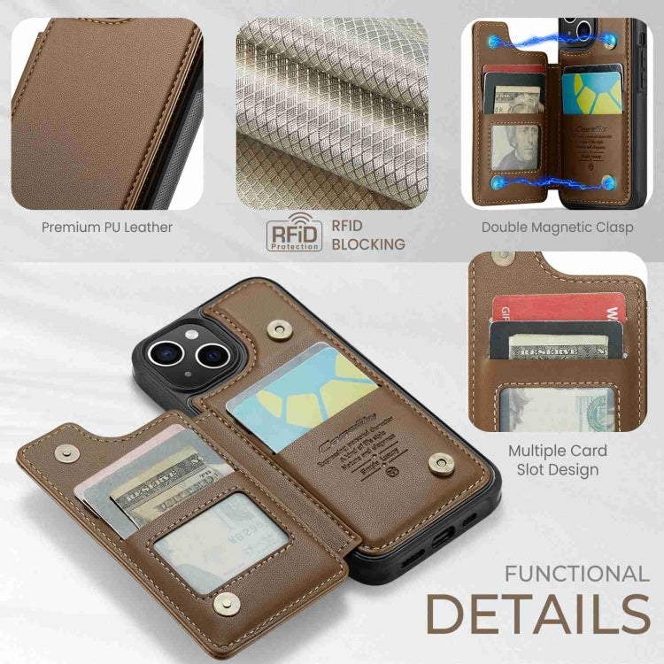 For iPhone 15 CaseMe C22 Card Slots Holder RFID Anti-theft Phone Case(Brown) - iPhone 15 Pro Cases by CaseMe | Online Shopping UK | buy2fix