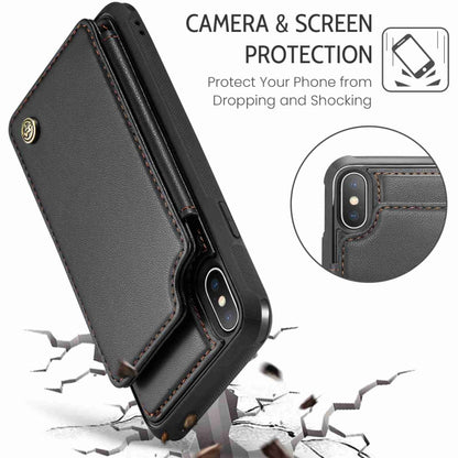 For iPhone XS Max CaseMe C22 Card Slots Holder RFID Anti-theft Phone Case(Black) - More iPhone Cases by CaseMe | Online Shopping UK | buy2fix