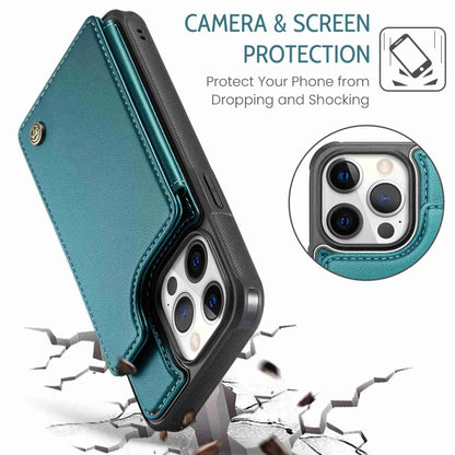 For iPhone 12 Pro Max CaseMe C22 Card Slots Holder RFID Anti-theft Phone Case(Blue Green) - iPhone 12 Pro Max Cases by CaseMe | Online Shopping UK | buy2fix